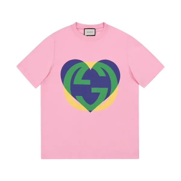 구찌 남/녀 크루넥 핑크 반팔티 - Unisex Pink Tshirts - guc04672… - 1