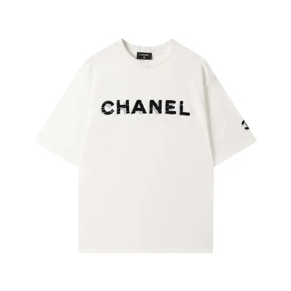 샤넬 남/녀 크루넥 화이트 반팔티 - Unisex White Tshirts - chl087… - 1