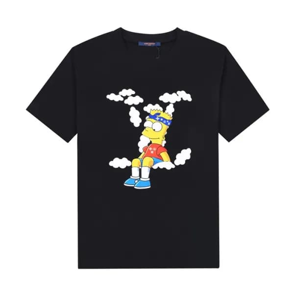 루이비통 남성 블랙 크루넥 반팔티 - Mens Black Tshirts - lou04187… - 1