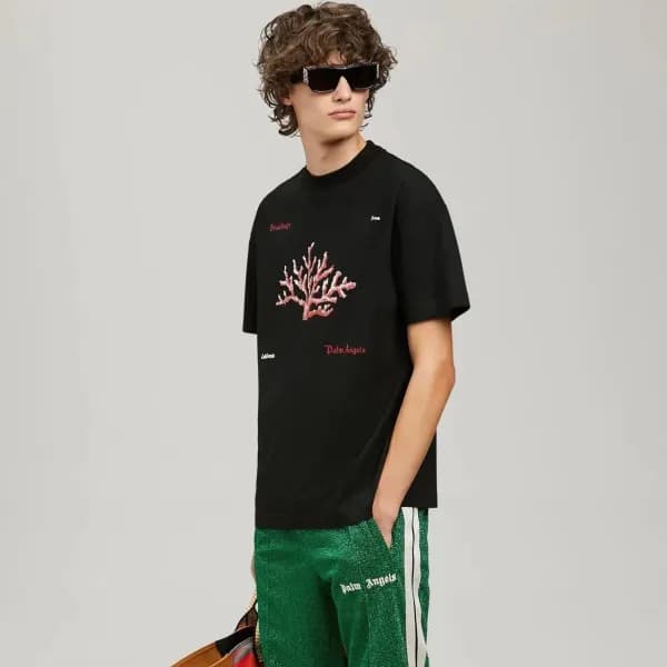 팜 엔젤스 남자 크루넥 블랙 반팔티 - Mens Black Tshirts - pam0378… - 1