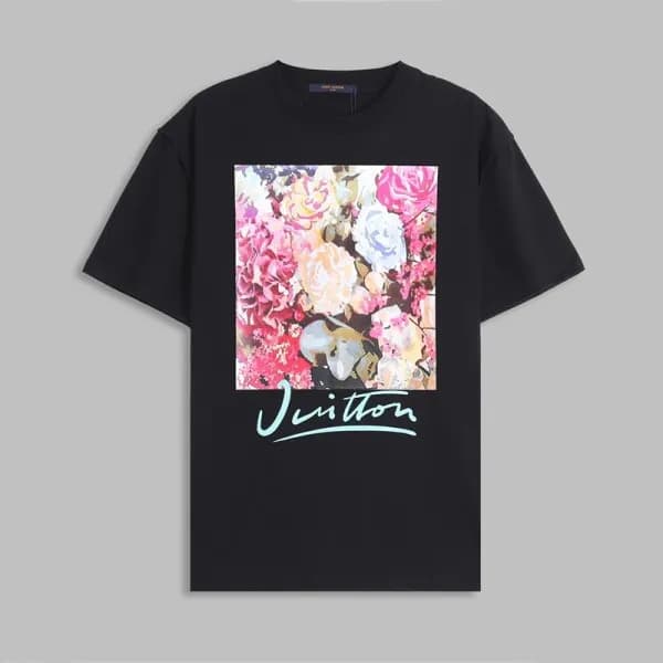 루이비통 남성 블랙 크루넥 반팔티 - Mens Black Tshirts - lou04992… - 1