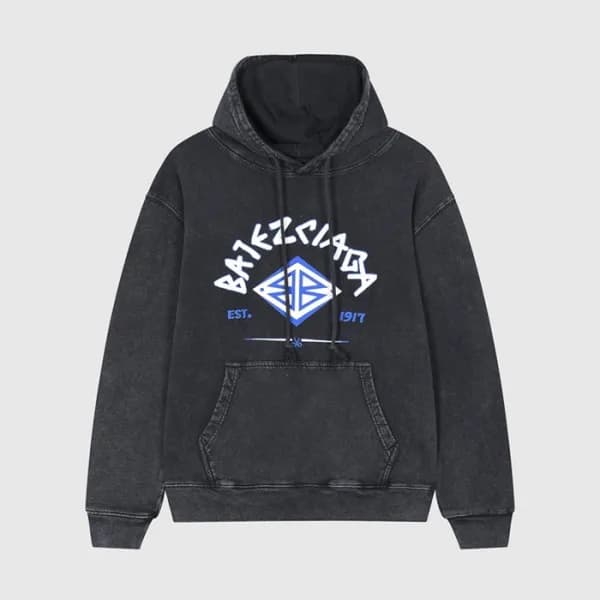 발렌시아가 남/여 캐쥬얼 블랙 후드티 - Unisex Black Hoodie - bal01… - 1