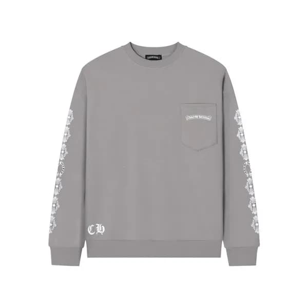 크롬하츠 남성 그레이 맨투맨 - Chrome Hearts Mens Gray Tshirts … - 1
