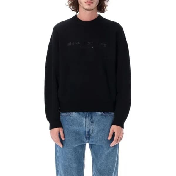 알렉산더왕 남/녀 블랙 크루넥 니트 - Alexsander Wang Unisex Black… - 1
