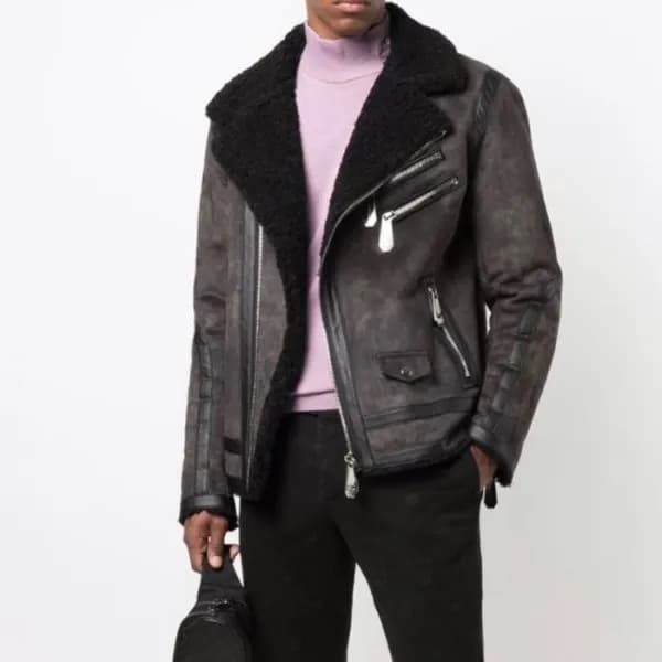 필립플레인 남성 그레이 가죽 자켓 - Philipp Plein Mens Gray Jacke… - 1