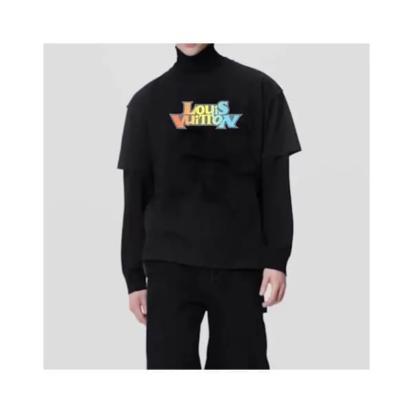 루이비통 남성 블랙 크루넥 반팔티 - Louis vuitton Mens Black Tshi… - 1