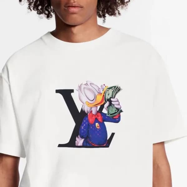 루이비통 남성 화이트 크루넥 반팔티 - Louis vuitton Mens White Sho… - 1