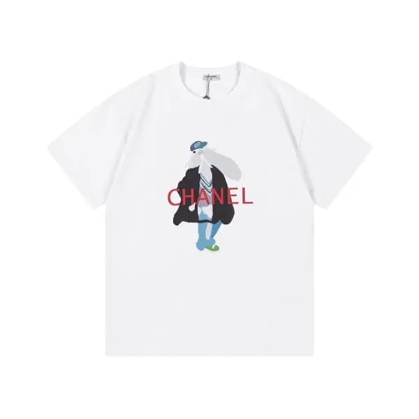 샤넬 남/녀 크루넥 화이트 반팔티 - Chanel Unisex White Tshirts -… - 1