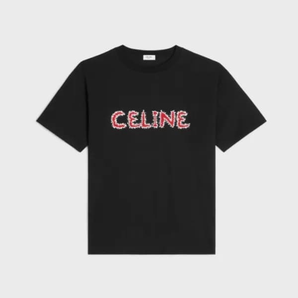 셀린느 남성 크루넥 블랙 반팔티 - Celine Mens Black Short sleeve… - 1