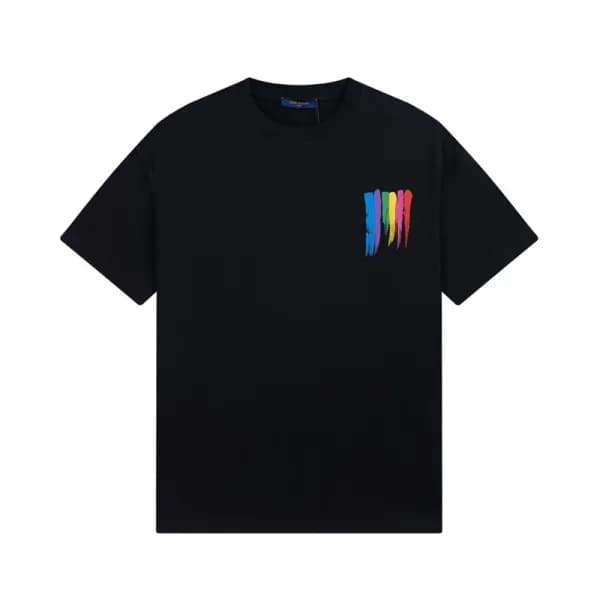 루이비통 남성 블랙 크루넥 반팔티 - Louis vuitton Mens Black Shor… - 1