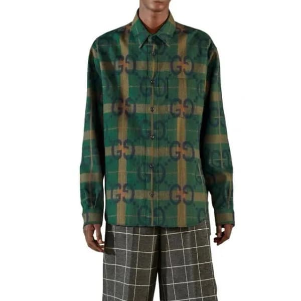 구찌 남성 트렌디 그린 셔츠 - Gucci Mens Green Tshirts - gu366… - 1