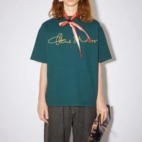 아크네 남/녀 그린 크루넥 반팔티 - Acne Unisex Green Short sleev… - 1
