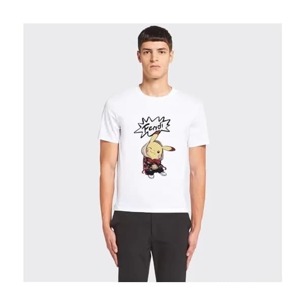 펜디 남성 화이트 크루넥 반팔티 - Fendi Mens White Short sleeved… - 1