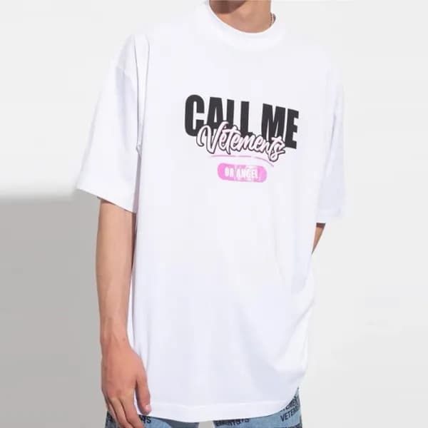 베트멍 남/녀 트렌디 화이트 반팔티 - Vetements Unisex White Tshir… - 1