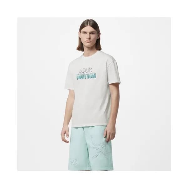 루이비통 남성 화이트 크루넥 반팔티 - Louis vuitton Mens White Sho… - 1