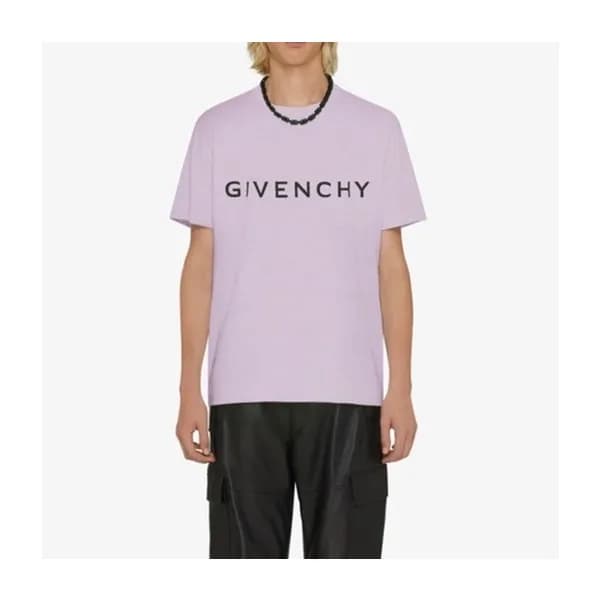 지방시 남성 크루넥 퍼플 반팔티 - Givenchy Mens Purple Short Sle… - 1