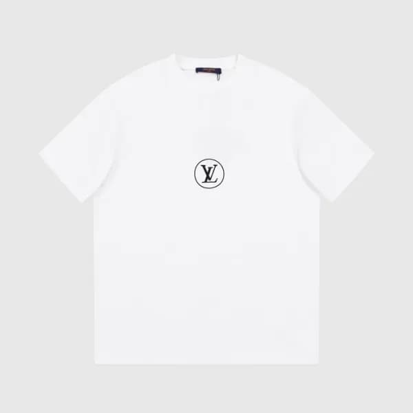 루이비통 남성 화이트 크루넥 반팔티 - Louis vuitton Mens White Sho… - 1