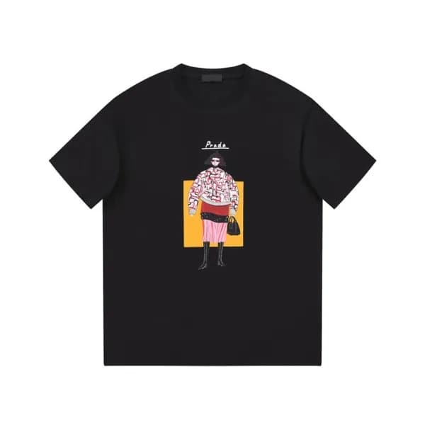 프라다 남성 크루넥 블랙 반팔티 - Prada Mens Black Short sleeved… - 1