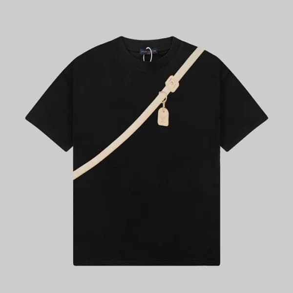 루이비통 남성 블랙 크루넥 반팔티 - Louis vuitton Mens Black Shor… - 1