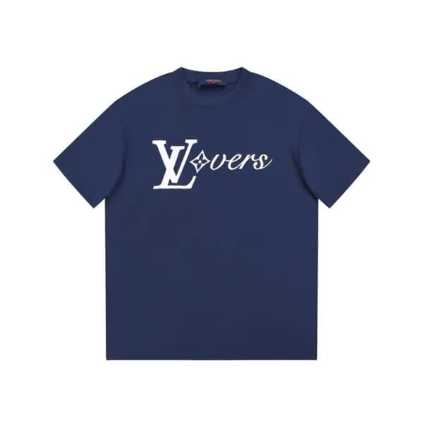루이비통 남성 크루넥 네이비 반팔티 - Louis vuitton Mens Navy Shor… - 1