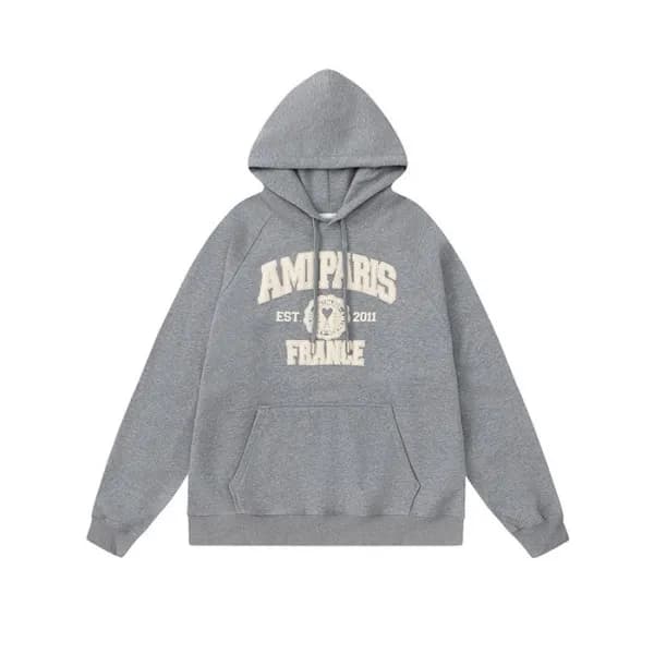 아미 남성 캐쥬얼 그레이 후드티 - Ami Mens Gray Hoodie - amc141x - 1