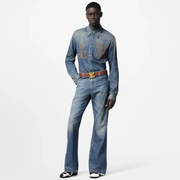 루이비통 남성 데님 셔츠 - Louis vuitton Mens Denim Shirts - … - 1