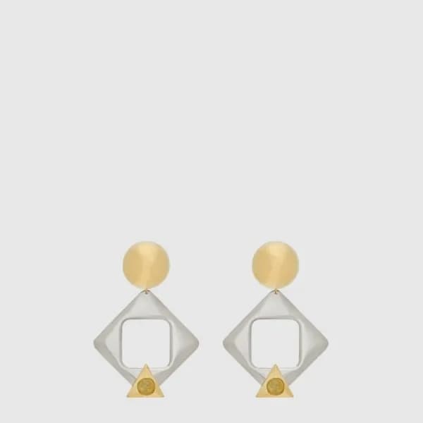 입생로랑 여성 기하학 펜던트 클립형 이어링 - Saint Laurent Womens Geo… - 1