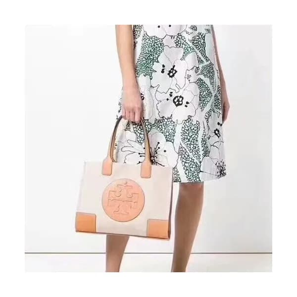 Tory Burch Ivory Ella Canvas Tote Bag,44cm - 토리버치 … - 1