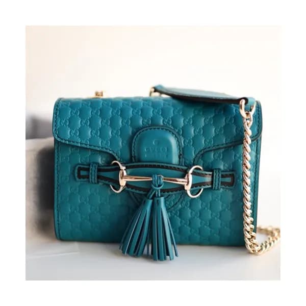 Gucci Microssima Emily Leather Chain Tote Bag,18CM… - 1
