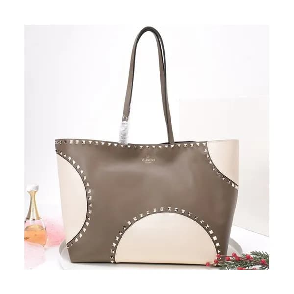 Valentino 2019 Leather Rockstud Tote Shoudler Shop… - 1