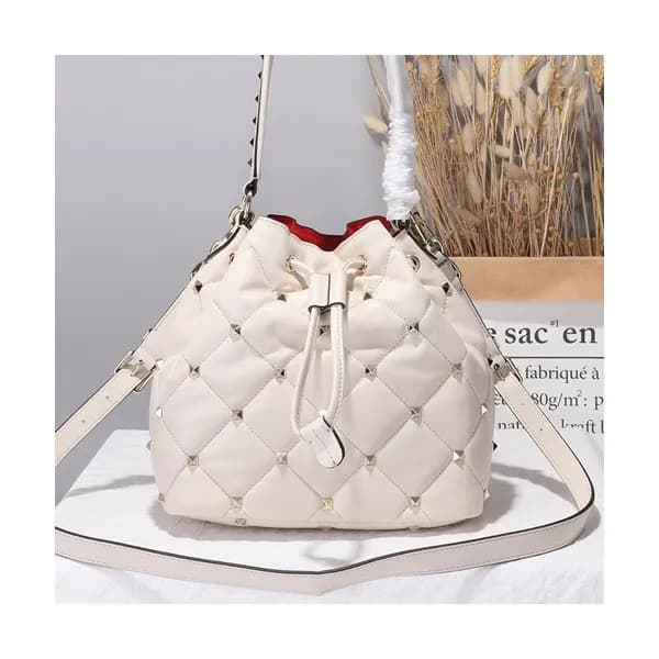 Valentino 2019 Leather Boomstud Spike Bucket Tote … - 1
