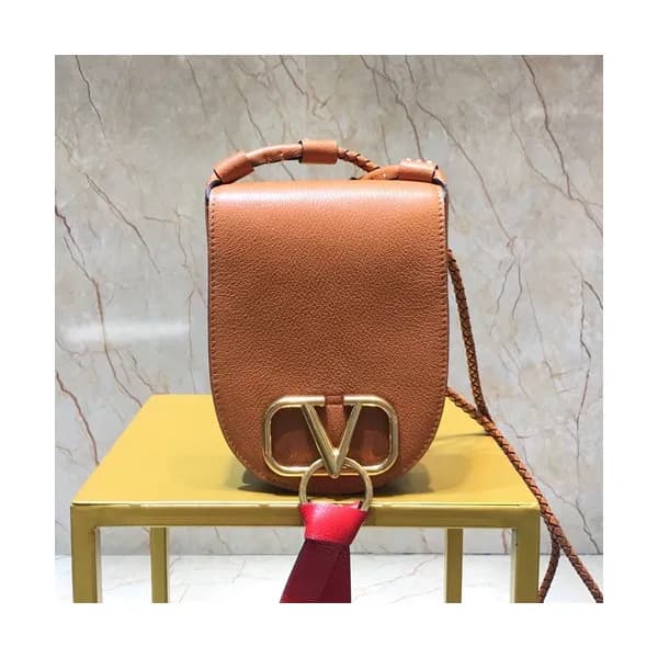Valentino 2019 Garavani V-ring Leather Mini Shoudl… - 1