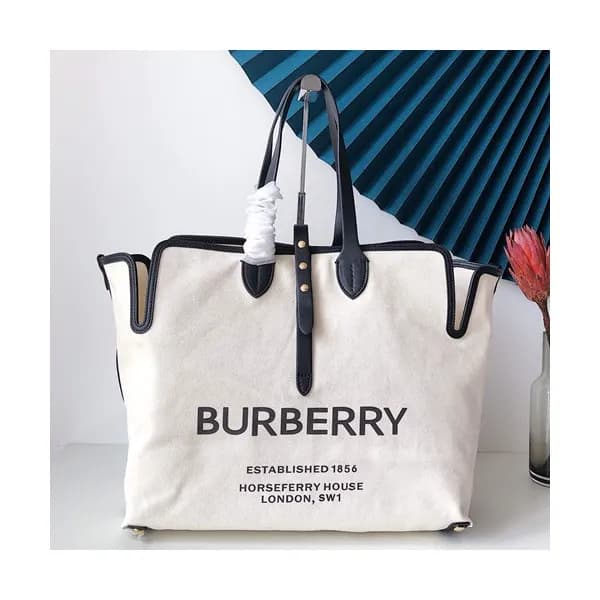 Burberry 2019 Canvas Tote Shoulder Shopper Bag, 35… - 1
