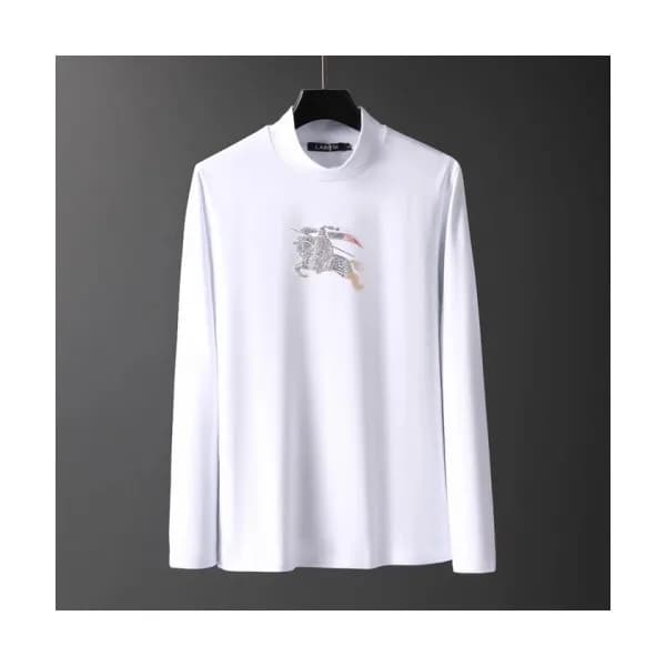 Burberry 2019 Mens Logo Cotton Turtle-neck Tshirt … - 1