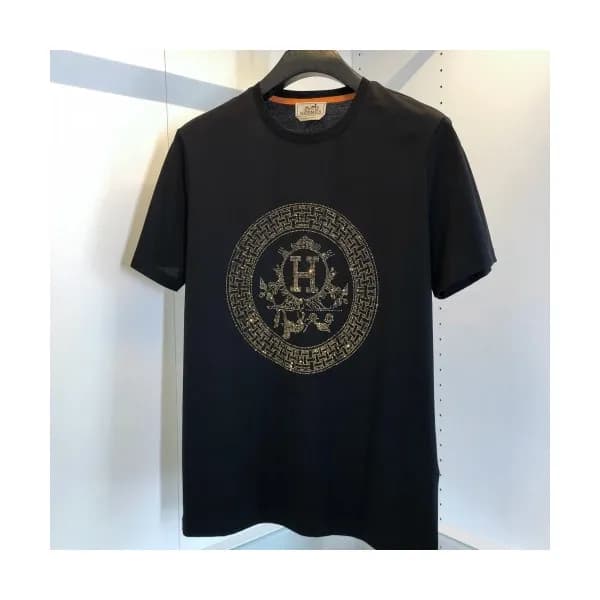 Hermes 2020 Mens Crew-neck Silket Short Sleeved Ts… - 1