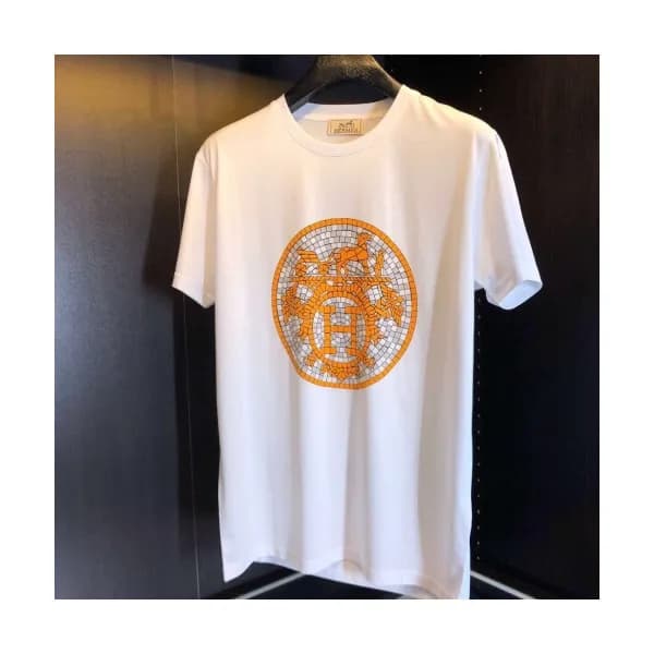 Hermes 2020 Mens Crew-neck Silket Short Sleeved Ts… - 1