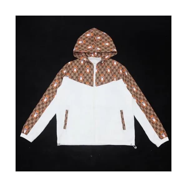 Gucci Mens Logo Casual Windproof Jackets Brown - … - 1