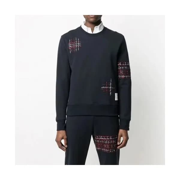 Thom Browne Mens Strap Crew-neck Cotton Tshirts N… - 1