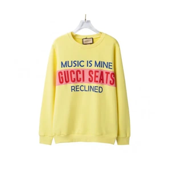Gucci Unisex Logo Crew-neck Cotton Tshirts Yellow… - 1