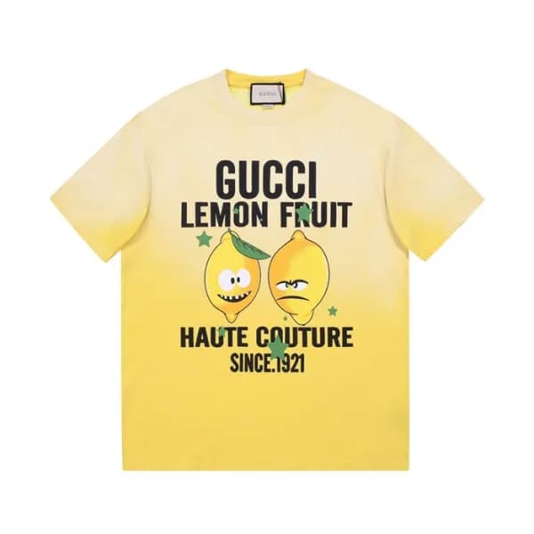구찌 남성 옐로우 크루넥 반팔티 - Mens Yellow Tshirts - guc04858… - 1