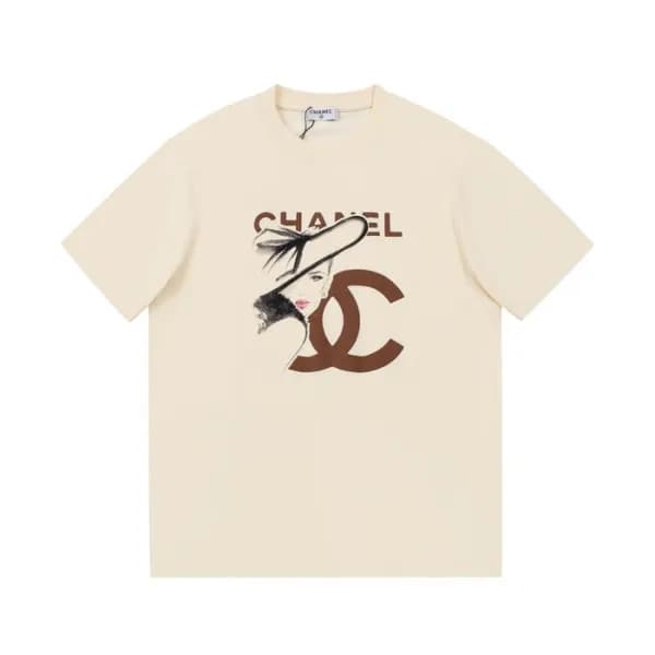 샤넬 남/녀 크루넥 아이보리 반팔티 - Unisex Ivory Tshirts - chl09… - 1