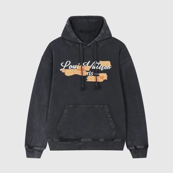 루이비통 남자 베이직 블랙 후드티 - Unisex Black Hoodie - lou0522… - 1