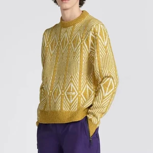 디올 남성 옐로우 크루넥 스웨터 - Dior Mens Yellow Sweaters - di… - 1