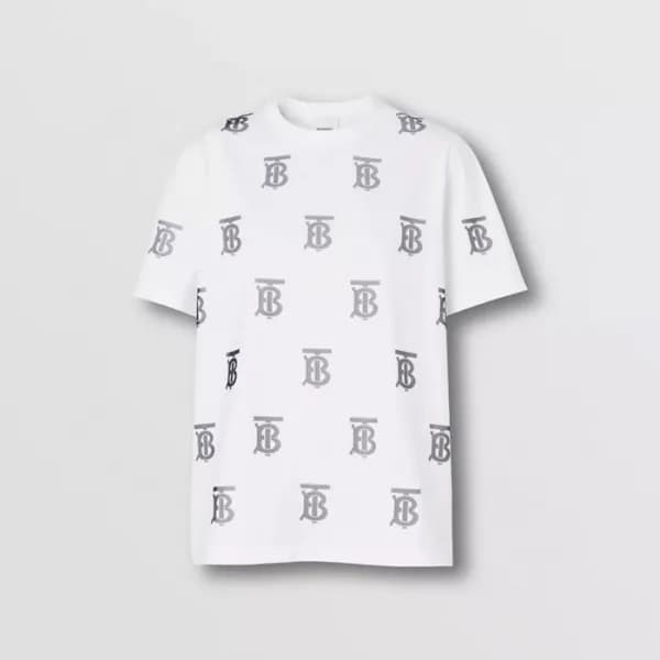 버버리 남/녀 화이트 크루넥 반팔티 - Burberry Unisex White Tshirt… - 1