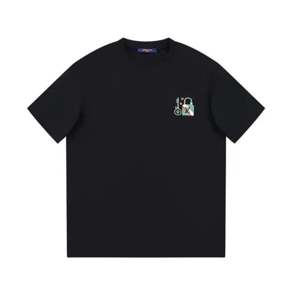 루이비통 남성 블랙 크루넥 반팔티 - Louis vuitton Mens Black Shor… - 1