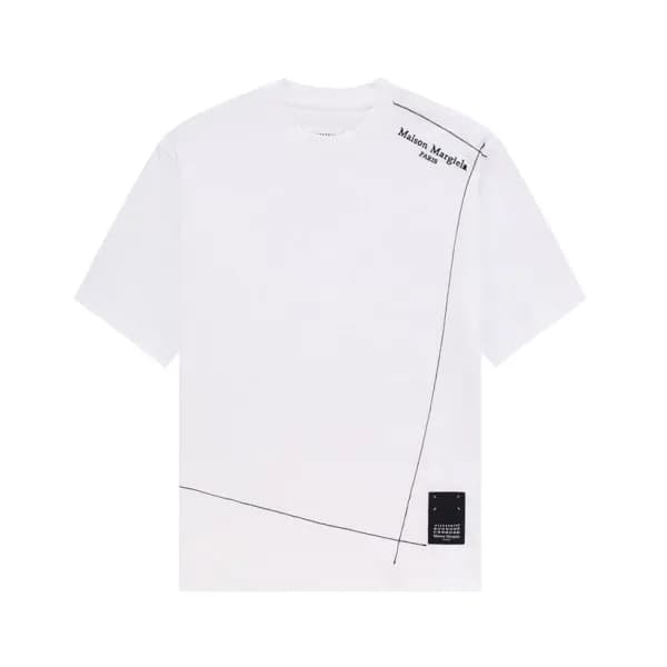 메종마르지엘라 남성 크루넥 화이트 반팔티 - Maison Margiela Mens Whit… - 1