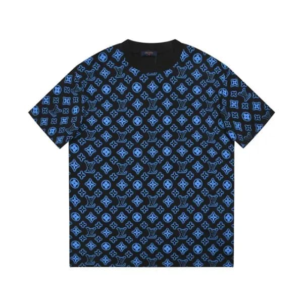 루이비통 남성 블루 크루넥 반팔티 - Louis vuitton Mens Blue Short… - 1