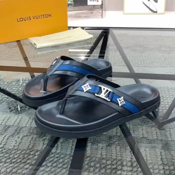 루이비통 남성 블루 슬리퍼 - Louis vuitton Mens Blue Slippers … - 1