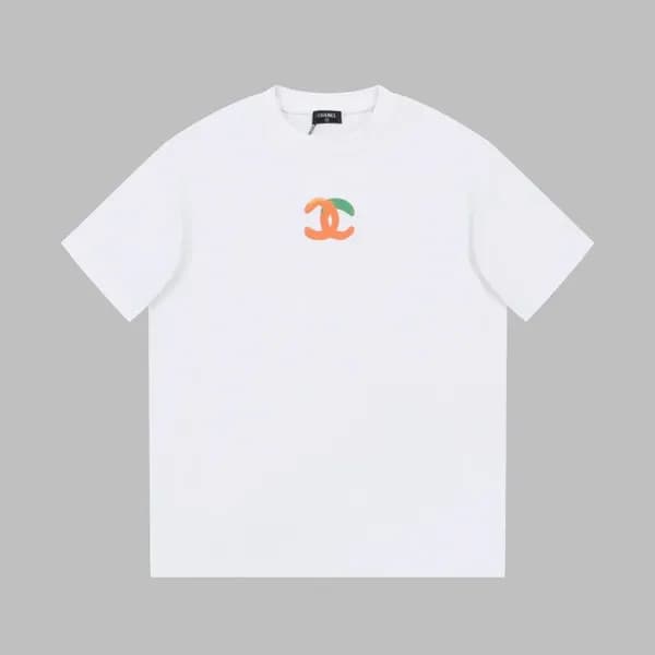 샤넬 남/녀 크루넥 화이트 반팔티 - Chanel Unisex White Tshirts -… - 1