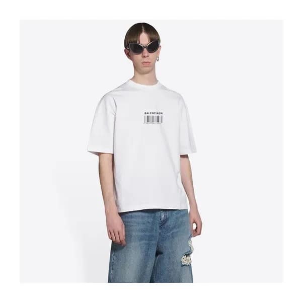 발렌시아가 남성 화이트 크루넥 반팔티 - Balenciaga Mens White Short… - 1
